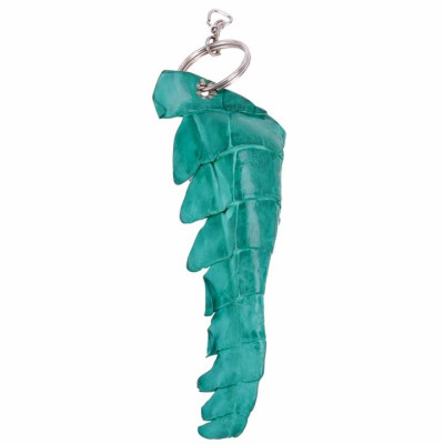 Móc khóa da cá sấu Huy Hoàng gai đuôi màu xanh lá HT8243