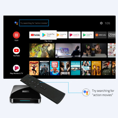 thiết bị tivi box Mecool KM3 4GB Ram, 64GB Rom Android TV 9 bản quyền điều khiển giọng nói Google - Hàng Nhập Khẩu