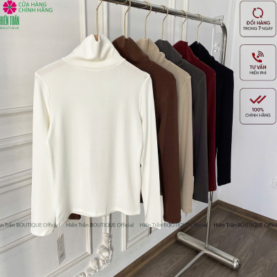 Áo giữ nhiệt nữ Hiền Trần BOUTIQUE cổ lọ dài tay chất vải cotton mềm mại kiểu dáng suông phong cách thanh lịch A14 Women