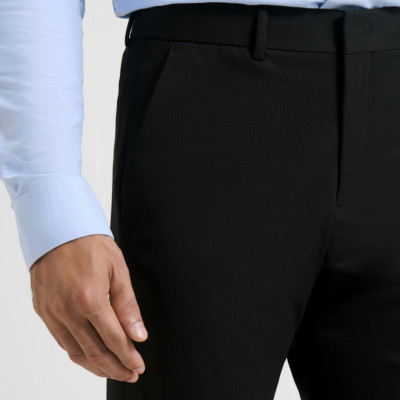 Quần Âu Nam ROUTINE Twill Ống Ôm Xếp Ly Trơn Form Slim Crop - ROUTINE 10F23PFO001R1