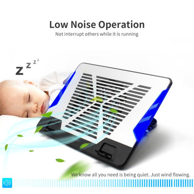 Giá đỡ máy tính xách tay thông gió Bảng tản nhiệt bằng nhôm với ánh sáng xanh lam (Bạc) Oimaster