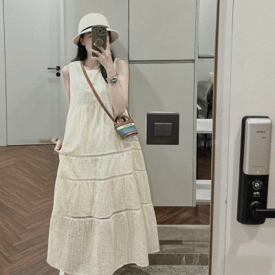 Váy Bầu Sát Nách Mùa Hè Azuno V84 Chất Liệu Cotton Ren May 2 Lớp Cao Cấp