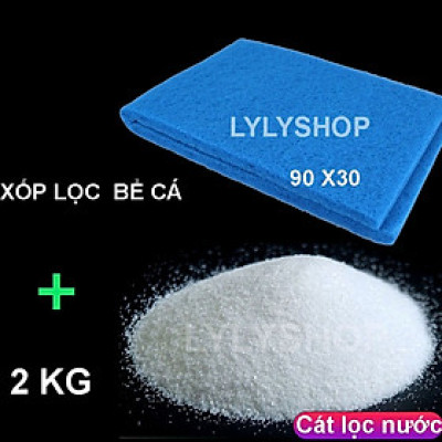 Cát Thạch Anh 2KG + Xốp Lọc Bể Cá 90x30 cm vật liệu lọc nước, trang trí bể cá