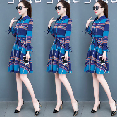 Đầm sơ mi nữ Haint Boutique, đầm công sở thiết kế kẻ caro to dáng xoè Da27