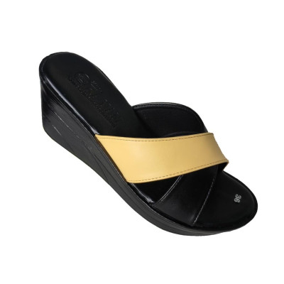 Dép Nữ Quai Ngang Đế Xuồng Da Bò Thật TiTi ĐÔ Cao Cấp 7cm DNU2120d