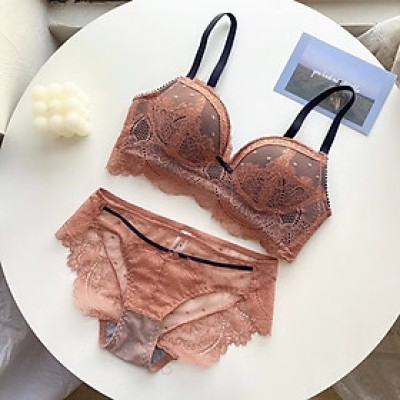 Bộ Đồ Lót VB71 Ren Lưới Mút Vừa Không Gọng Xinh Xắn Gợi Cảm