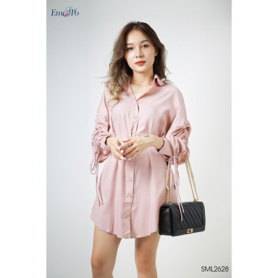 Đầm sơ mi dáng trẻ Emspo tay rút dây cách điệu SML2628