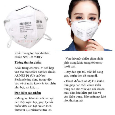 Khẩu Trang 3M 9001 Lọc 90% Bụi Mịn PM2.5 & Khí Thải Chuẩn N90 chính hãng