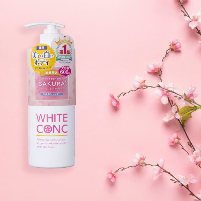 Sữa Tắm Dưỡng Trắng Da Toàn Thân Hoa Anh Đào White Conc Body Shampoo Cii Sakura (Chai 600 mL)