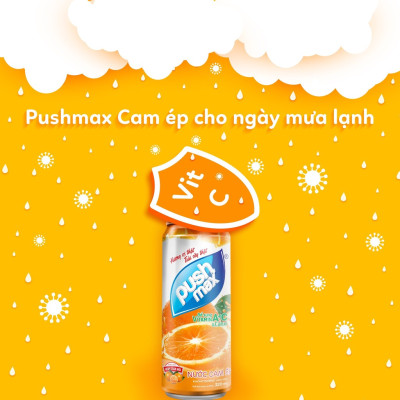 Lốc 6 Lon Cam Ép Pushmax Hương Vị Tự Nhiên (320ml x 6 Lon)