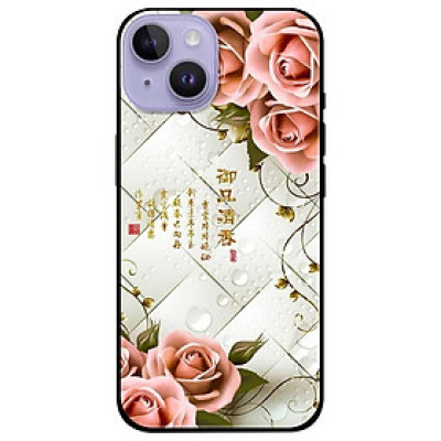 Ốp lưng dành cho Iphone 14 - Iphone 14 Plus - Iphone 14 Pro - Iphone 14 Pro Max - Hoa Hồng Nền Sọc Carô