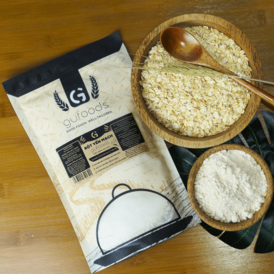 Bột Yến mạch ăn liền GUfoods - Nguyên liệu nhập khẩu, Bột đã chín, Giàu chất xơ & protein thực vật, Tốt cho sức khoẻ, Ăn kiêng, Healthy, Tập gym, Eat clean (túi 500g)
