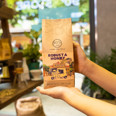 Cà Phê Robusta Honey Rang Xay Nguyên Chất - 90S Coffee Vietnam - 100% Cà Phê Sạch Cao Cấp
