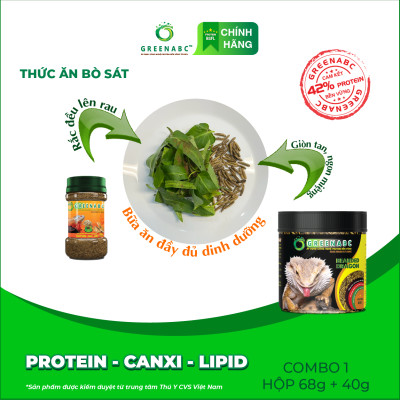 Thức ăn bò sát Rồng Úc GREENABC - Bearded Dragon – Hàm lượng protein 44.9% giúp tăng trưởng nhanh, lên màu đẹp, phát triển toàn diện – Hộp 68g