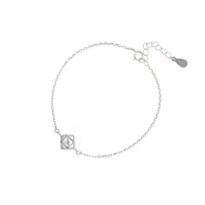 Vòng tay S925 hình khối bọc đá tinh tế