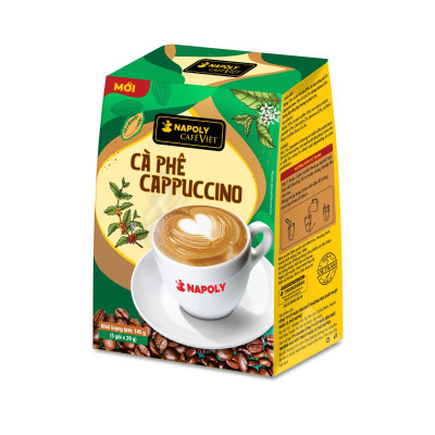 Cà phê hoà tan Cappuccino bổ sung Socola béo ngậy Napoli Coffee hộp nhỏ (5gói x 29g)