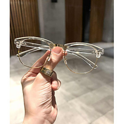 Kính Club nửa viền trong suốt gọng nhựa dẻo cho nam nữ