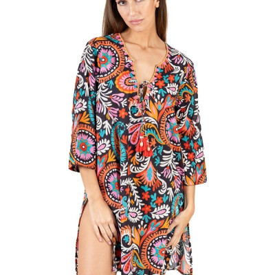 Đầm Xẻ Tà Kết Cườm Cotton Isla Bonita