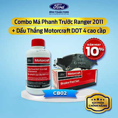 [COMBO GIÁ HỜI] Má Phanh Trước Ô Tô (Ford Ranger 2011++) + Dầu Phanh DOT 4 cao cấp | Motorcraft Chính Hãng