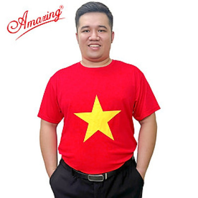 Áo cờ đỏ sao vàng, áo thun cổ tròn nền đỏ in sao vàng, unisex, size từ 10 đến 100kg, Amazing