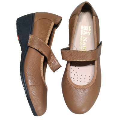 Giày Nữ Búp Bê Đế Xuồng HA NAM Da Bò Thật Thời Trang Cao Cấp 5cm GBBN2059