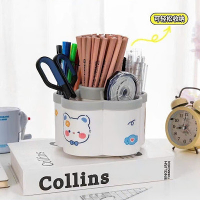 Khay đựng bút hình cánh hoa xoay 360 độ, hộp đựng dụng cụ học tập, đồ dùng văn phòng