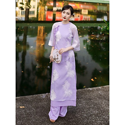 Áo dài Đinh Hương NGADO , áo dài Tết , áo dài cách tân , áo dài truyền thống