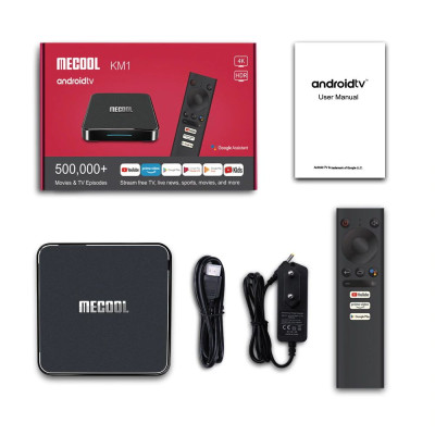 ANDROID TV BOX MECOOL KM1 RAM 4G BẢN QUYỀN GOOGLE, ĐIỀU KHIỂN GIỌNG NÓI  KM1 ANDROID TV 9  - Hàng Nhập Khẩu