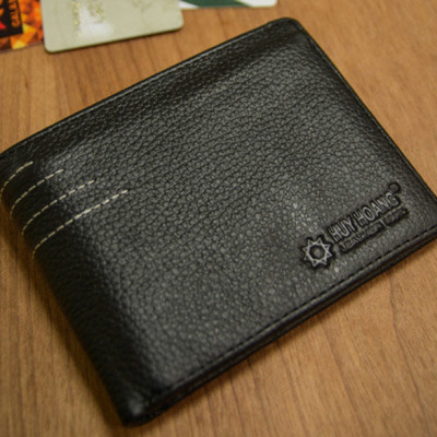 Ví Nam Viền Chỉ Huy Hoàng HT2129 (12.5 x 10 cm) - Đen