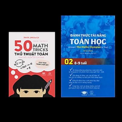 Combo sách Đánh thức tài năng toán học 2 và 50 thủ thuật toán ( 2 cuốn ), sách kiến thức toán học cấp 1 - Hiệu sách Genbooks