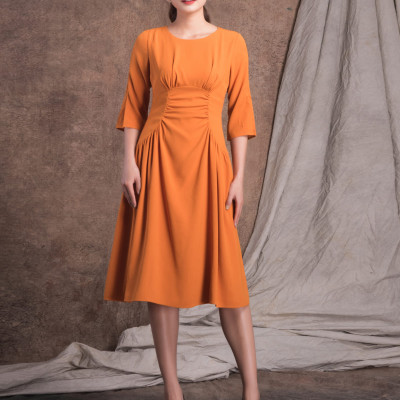 Đầm Lụa Ôm Tùng Xòe, Tay Lửng Cách Điệu Maxivic M01227016