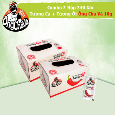 Combo 2 Loại Tương Ông Chà Và 10g (1 Hộp Tương Ớt Gói 10g Và 1 Hộp Tương Cà Gói 10g)