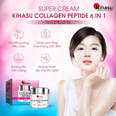 Bộ 2 Kem Dưỡng Collagen Kihasu 6in1 Dưỡng Da Trắng Sáng Đều Màu, Cung Cấp Độ Ẩm, Giúp Da Săn Chắc, Đàn Hồi, Trẻ Trung