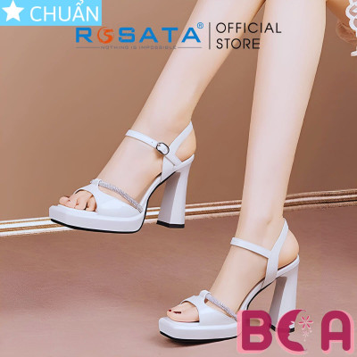 Giày nữ đẹp hở mũi cao 8 phân RO641 ROSATA tại BCASHOP nhấn bằng sợi kim tuyến lấp lánh siêu sang