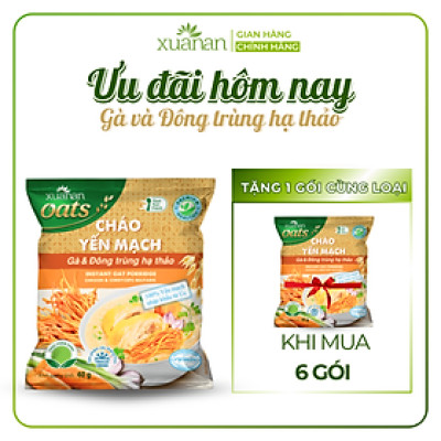Cháo Yến Mạch Thịt Gà & Đông Trùng Hạ Thảo Xuân An Gói 40G ( Mua 6 Gói Tặng Kèm 1 Gói)