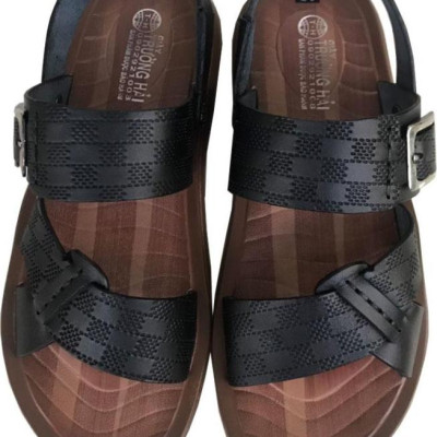 Dép sandal nam màu  đen da bò cao cấp Trường Hải SDN0123