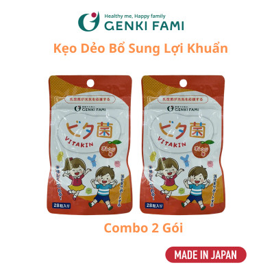 Kẹo Dẻo Vị Cam Bổ Sung Vitamin và Lợi Khuẩn Genki Fami Nhật Bản