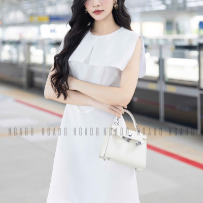 Đầm trắng cổ thuỷ thủ NGADO , đầm sang trọng , đầm dự tiệc , công sở