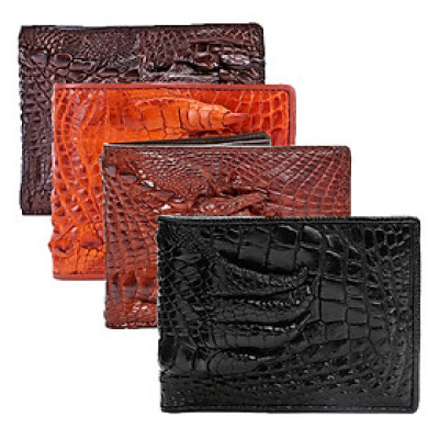 HJ2232-33-34-35 - Ví nam Huy Hoàng da cá sấu gù chân màu đen, nâu đỏ, vàng bò, nâu đất