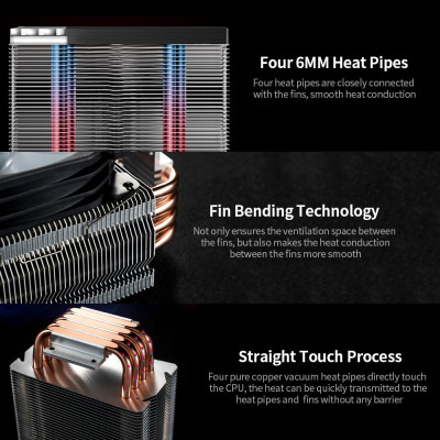 Bộ làm mát CPU PWM 4Pin Quạt 4 Ống dẫn nhiệt 5V ARGB Tower Quạt làm mát CPU Jonsbo CR-1400