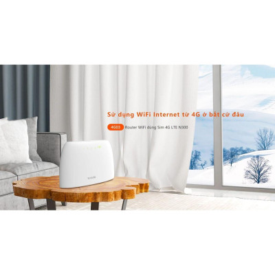 Bộ Phát Wifi 4G Tenda 4G03 dùng sim LTE Có Cổng Lan Chuẩn N300 - Hàng chính hãng