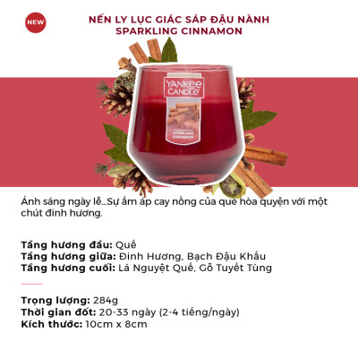 Nến Ly Lục Giác Sáp Đậu Nành 284gram từ Yankee Candle - BST nhiều mùi hương
