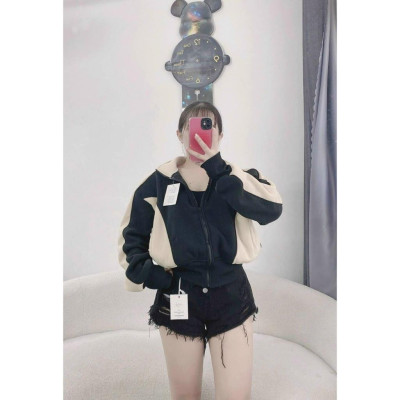 Áo khoác chống nắng nỉ ngoại cổ trụ 4 túi phối trơn đẹp dễ thương-A2098