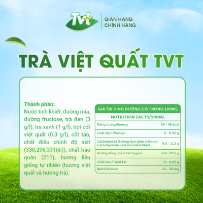 [Lốc 06 chai 450ml] Trà Việt Quất TVT tinh chất Việt Quất và Trà xanh, chống oxy hóa, thanh nhiệt giải phóng độc tố cơ thể 