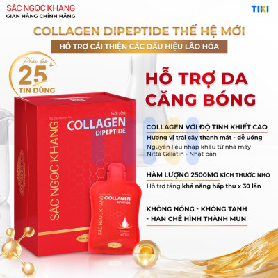 (New) Nước uống Collagen dipeptide 15 túi Sắc Ngọc Khang tinh khiết nhập khẩu từ Nhật Bản, đạt chuẩn hàm lượng hấp thụ nhanh & vượt trội giúp trẻ hóa làn da - săn chắc và sáng mịn