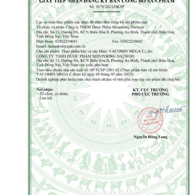 [Hộp 60 Viên] Vacomin Mega C 1000 - Tăng đề kháng, hấp thu sắt, bổ sung năng lượng - SHINPOONG PHARMA