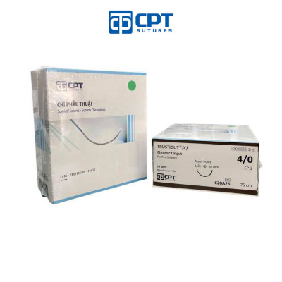 Chỉ phẫu thuật tự tiêu tan chậm CPT Trustigut (C) Chromic Catgut số 4/0 - C20A26