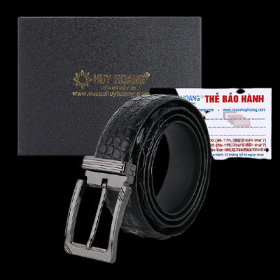 HP4733-34-35-37 - Thắt lưng nam da cá sấu Huy Hoàng gai đuôi 3,5P đầu kim màu đen, nâu đất, nâu đỏ, vàng