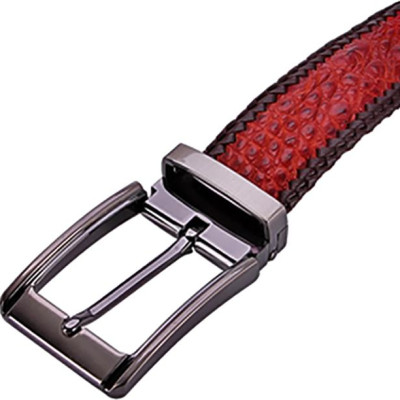 Thắt Lưng Nam Da Cá Sấu Đan Viền Đầu Kim Huy Hoàng HT4278 - Nâu Đỏ