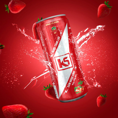 Nước Tăng Lực K5 Sâm Ngọc Linh Lốc 6 Lon Vị Dâu Tây Đỏ (320ml/Lon)